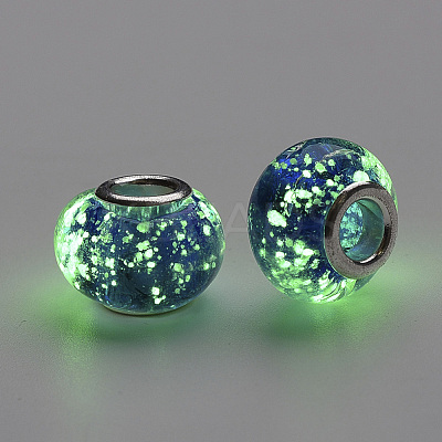 Handmade Luminous Lampwork European Beads LAMP-Q029-35B-1