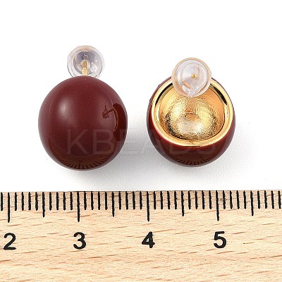 Brass Enamel Stud Earrings for Women EJEW-U055-23B-G-1