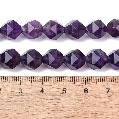Faceted Natural Amethyst Beads Strands G-K066-09-10mm-1
