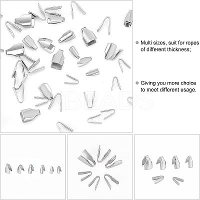 480Pcs 6 Styles 304 Stainless Steel Clamp Cord Ends STAS-UN0023-32-1