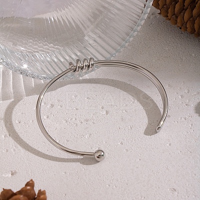 304 Stainless Steel Open Cuff Bangles for Women RM8954-2-1