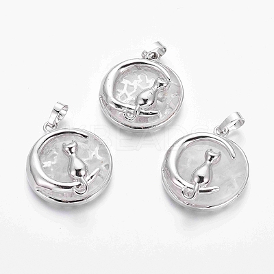 Natural Quartz Crystal Kitten Pendants G-J386-B07-1