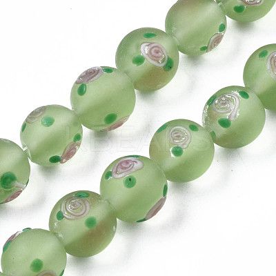 Handmade Frosted Lampwork Beads Strands LAMP-N021-39E-1