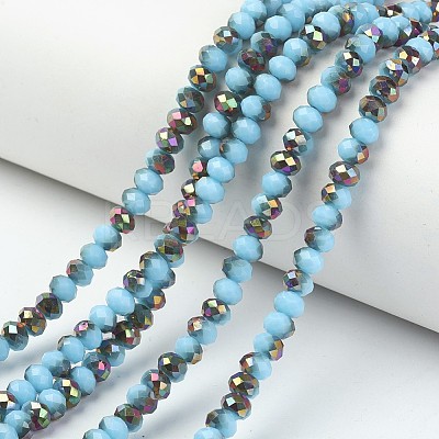 Electroplate Opaque Glass Beads Strands EGLA-A034-P8mm-R18-1