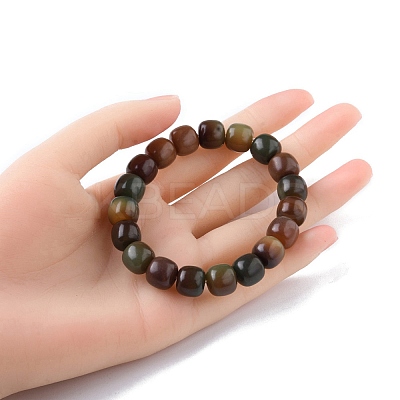 Bodhi Wood Column Beaded Stretch Bracelet for Women BJEW-YW0001-04B-1