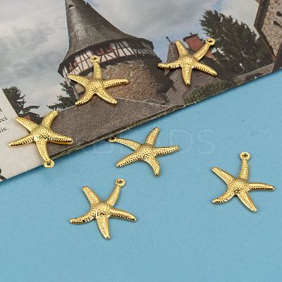 Starfish/Sea Stars Brass Pendants KK-L134-11G-1