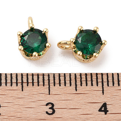 Brass Micro Pave Cubic Zirconia Charms KK-C051-39G-06-1