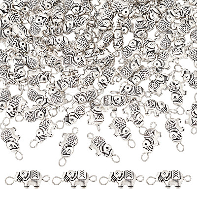 100Pcs Tibetan Style Alloy Elephant Connector Charms FIND-AR0003-07-1