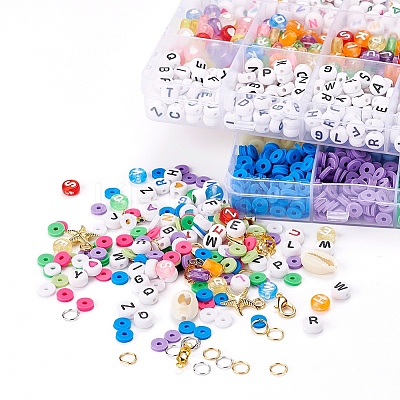 DIY Terracotta and Alphabet Beads Jewelry Making DIY-YW0002-59-1