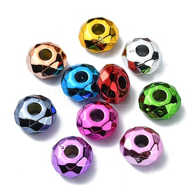 UV Plating Iridescent Transparent Acrylic European Beads OACR-E033-22-1
