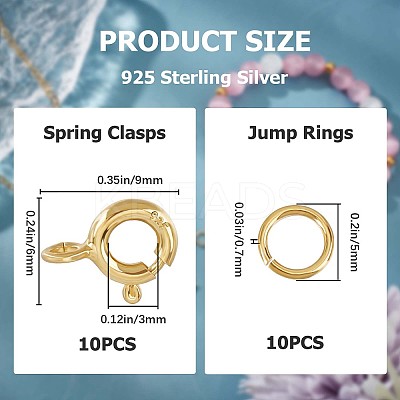 10Pcs 925 Sterling Silver Spring Ring Clasps STER-CN0001-22G-1