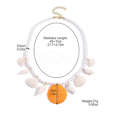 Summer Beach Natural Shell Pendant Glass Seed Beaded Necklaces for Women FS-WGEF253-07-1