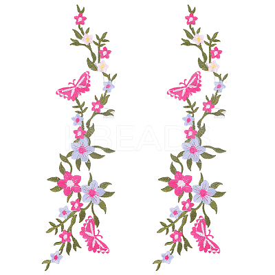 Polyester Rayon Flower Embroider Thread Iron on/Sew On Patches PATC-WH20017-18C-1