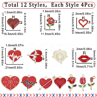 48Pcs 12 Style Alloy Enamel Pendants ENAM-SC0004-54-1