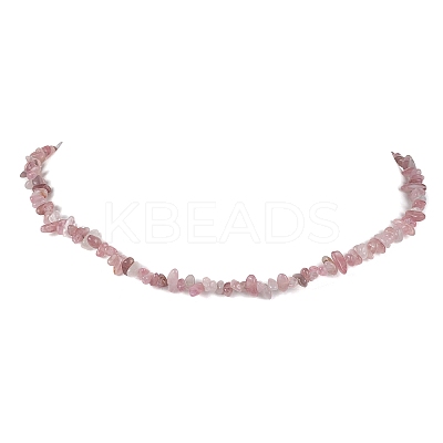 Natural Rose Quartz Chip Beaded Necklace NJEW-JN04615-13-1