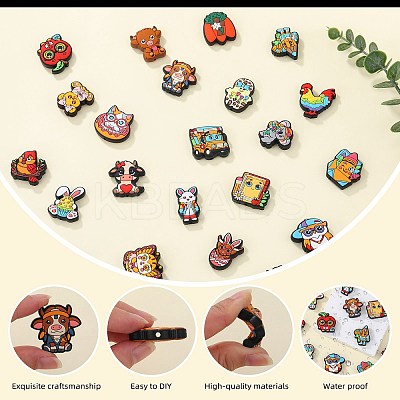 12Pcs 6 Style Food Grade Eco-Friendly Silicone Focal Beads SIL-SZ0002-72A-1