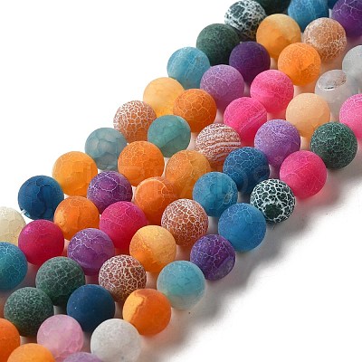 Natural Crackle Agate Beads Strands G-G055-8mm-9-1
