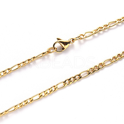 PVD Vacuum Plating 304 Stainless Steel Figaro Chain Necklaces NJEW-S420-003C-G-1