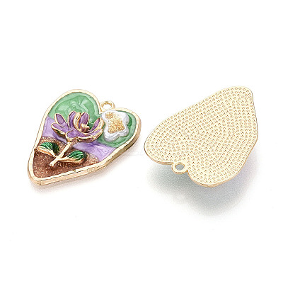 Rack Plating Alloy Enamel and ABS Imitation Pearl and Glitter Powder Pendants ENAM-T091-63A-1
