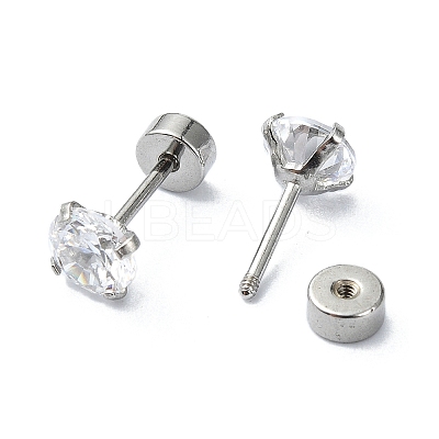 304 Stainless Steel Crystal Rhinestone Ear False Plugs STAS-C089-04C-P-1