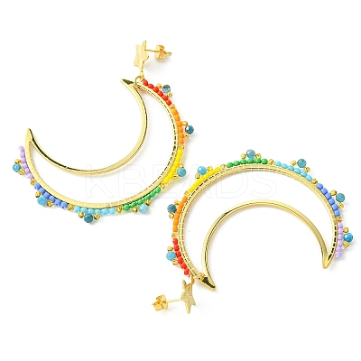 Brass Linking Ring Studs Earring EJEW-MZ00134-1