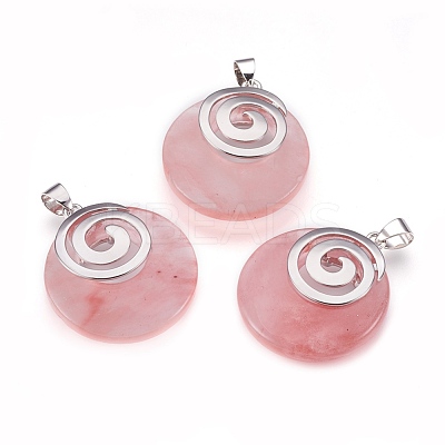 Cherry Quartz Glass Pendants KK-F751-D22-1