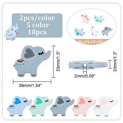 10Pcs 5 Colors Food Grade Eco-Friendly Silicone Beads SIL-CA0001-47-1