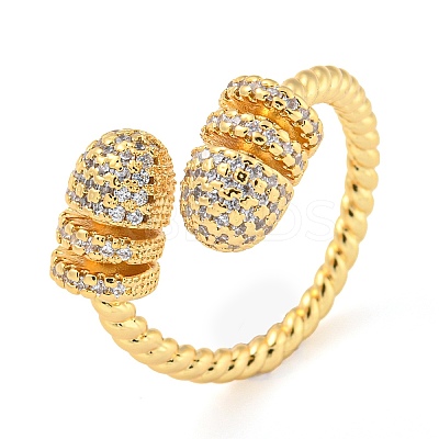 Brass Micro Pave Cubic Zirconia Open Finger Ring RJEW-C069-07G-1