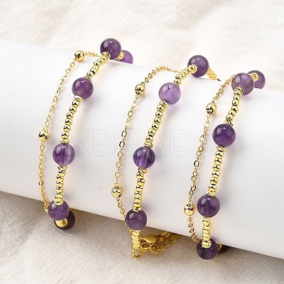 Natural Amethyst Bracelets BJEW-D330-01G-05-1