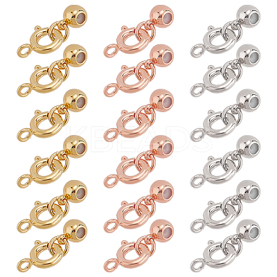 18Sets 3 Colors Brass Spring Ring Clasps and Silicone Beads KK-PH0011-36-1