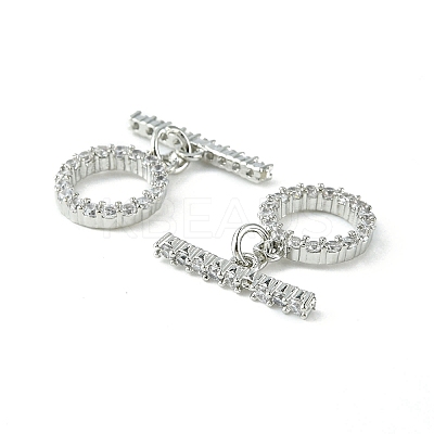 Rack Plating Eco-Friendly Brass Pave Clear Cubic Zirconia Toggle Claps KK-K330-45P-1