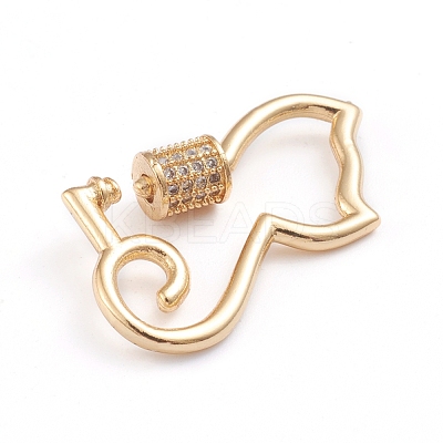 Brass Micro Pave Clear Cubic Zirconia Screw Carabiner Lock Charms ZIRC-I041-06G-1