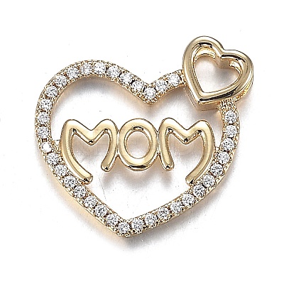 Brass Micro Clear Cubic Zirconia Pendants X-ZIRC-F120-045G-1