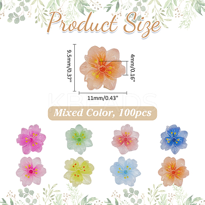100Pcs Resin Sakura Cabochons MRMJ-ME0001-07-1