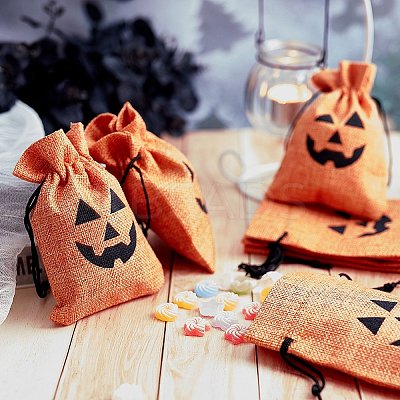 Polyester Imitation Burlap Packing Pouches Drawstring Bags ABAG-PH0002-49-1