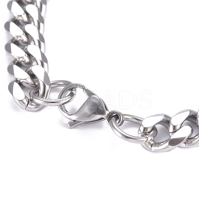 Tarnish Resistant Men's 304 Stainless Steel Cuban Link Chain Bracelets BJEW-G631-13P-1