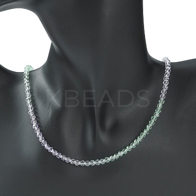 Bling Glass Round Beaded Necklace for Women NJEW-PH01490-04-1