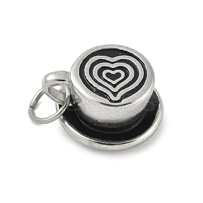 Coffee Cup with Heart 304 Stainless Steel Enamel Pendants STAS-M120-08P-1