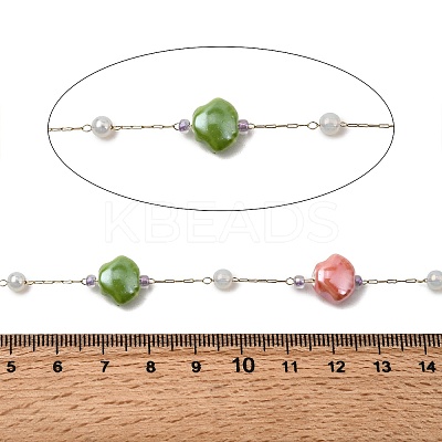 Handmade Porcelain Shell Shape Link Chains  CHS-L032-03G-1