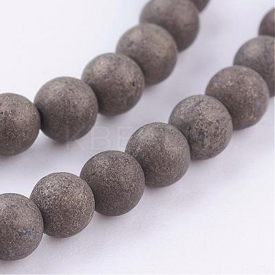 Natural Pyrite Beads Strands G-P303-03-4mm-8-1