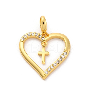 Brass Micro Pave Cubic Zirconia Pendants KK-U033-10G-01-1