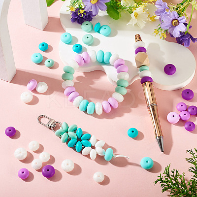 40Pcs 4 Styles Silicone Beads SIL-TADJ0001-07B-1