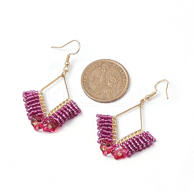 2 Pairs 2 Colors Braided Glass & 201 Stainless Steel Dangle Earrings EJEW-MZ00159-1
