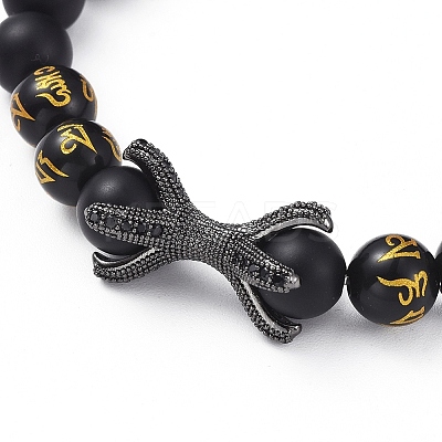 Natural Black Agate(Dyed & Heated) Beads Stretch Bracelets BJEW-JB04801-01-1