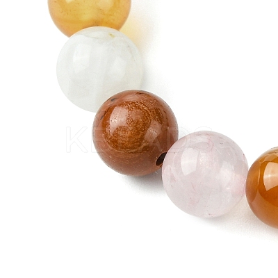 Natural Carnelian & Rose Quartz & Carnelian & Rainbow Moonstone Round Beaded Stretch Bracelets BJEW-JB10910-02-1
