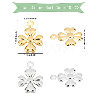 80Pcs 2 Colors 304 Stainless Steel Pendants STAS-DC0008-88-1