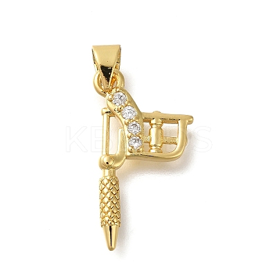 Rack Plating Brass Micro Pave Cubic Zirconia Pendants KK-Z086-63G-01-1