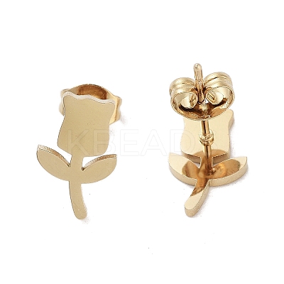 PVD Vacuum Plating 304 Stainless Steel Stud Earrings for Women EJEW-A048-19G-1