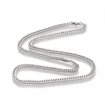 Non-Tarnish 201 Stainless Steel Cuban Link Chain Necklaces NJEW-I238-10P-1