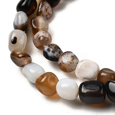Natural Black Agate Bead Strands G-P070-34-1